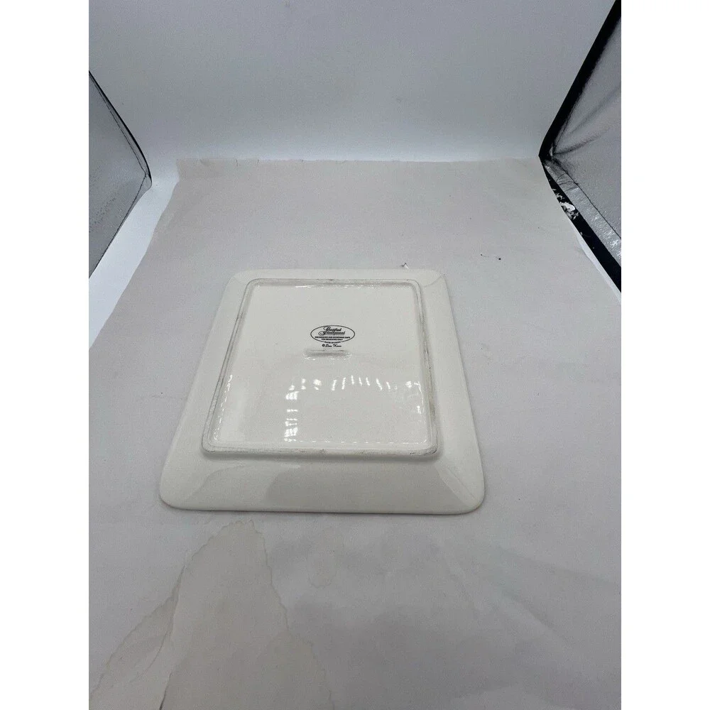 Certified International CeramicSquare Plate Coffee Cup RedBlack Beige